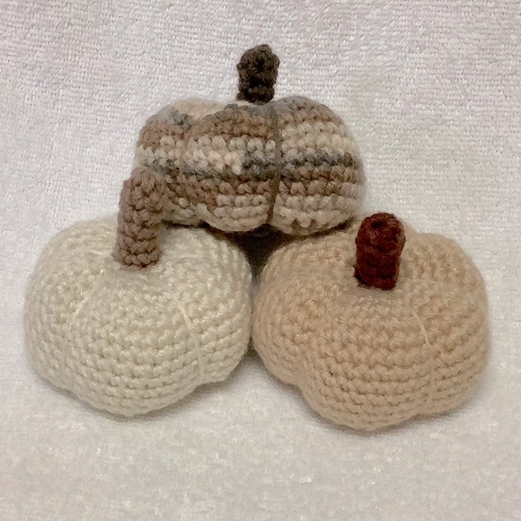 Hand Crafted Other - 3 cream colored handmade crochet pumpkins